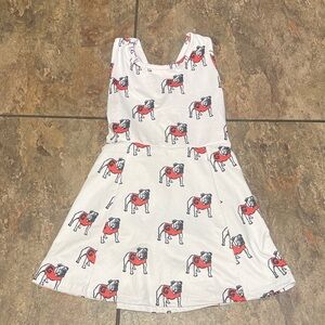 White Dress with Bulldog Print